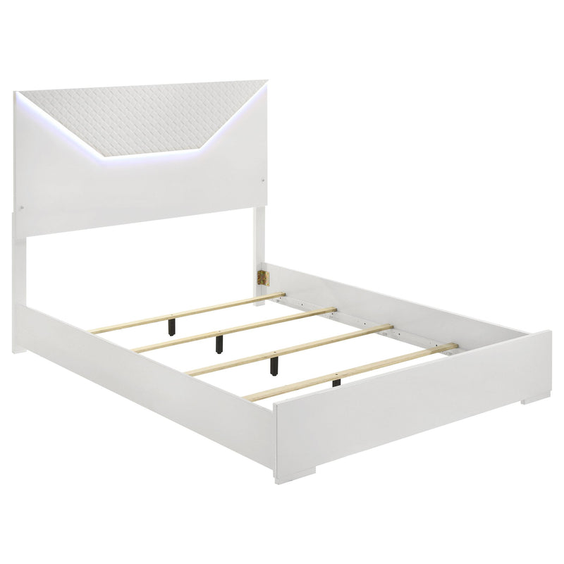 Ives Queen Panel Bed LED Headboard White High Gloss - alternate view