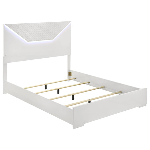 Ives Queen Panel Bed LED Headboard White High Gloss - alternate view