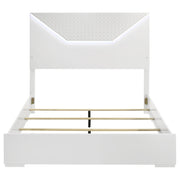 Ives Queen Panel Bed LED Headboard White High Gloss - detail 4