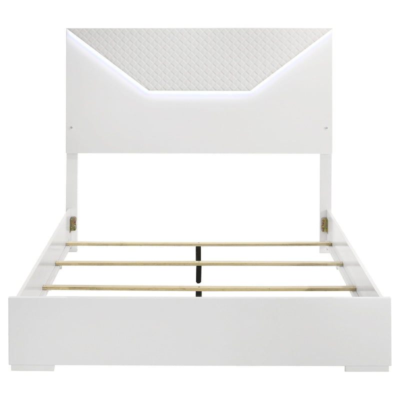Ives Queen Panel Bed LED Headboard White High Gloss - detail 4