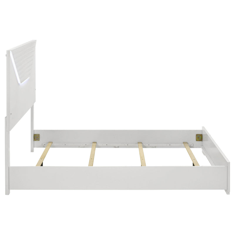 Ives Queen Panel Bed LED Headboard White High Gloss - detail 6