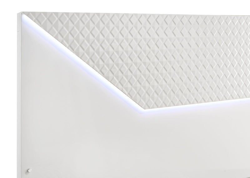 Ives Queen Panel Bed LED Headboard White High Gloss - detail 7