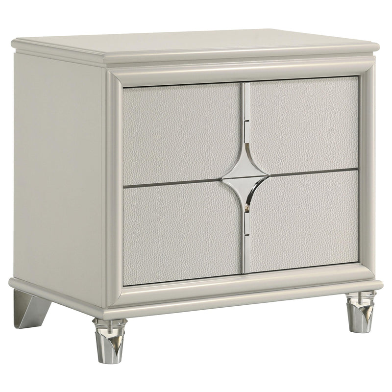 Olivia 2-drawer Nightstand Bedside Table Pearl White - alternate view