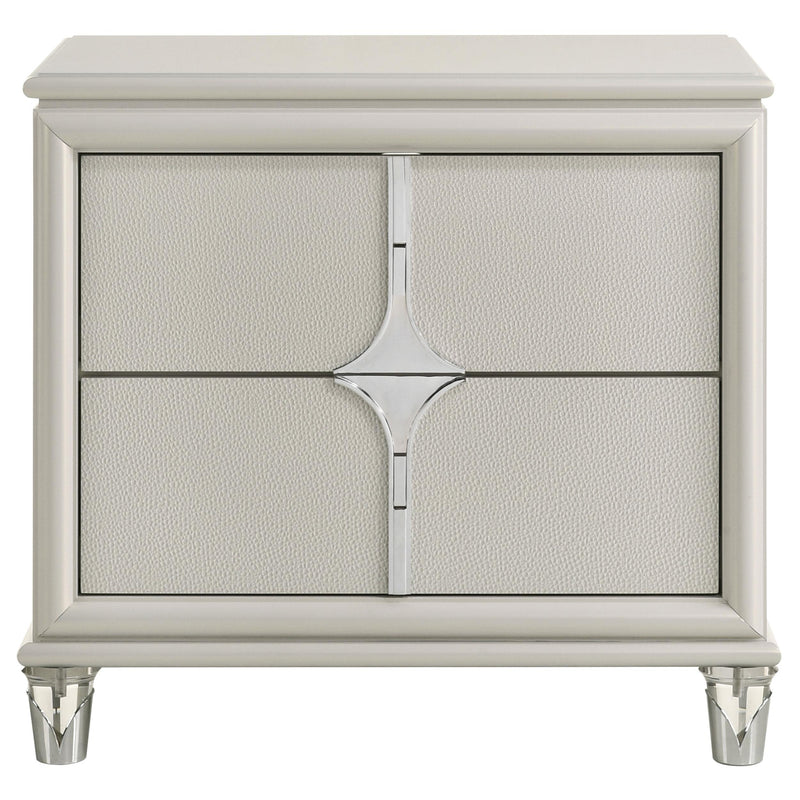 Olivia 2-drawer Nightstand Bedside Table Pearl White - detail 3