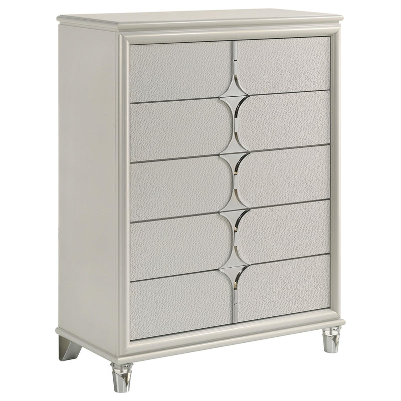 Olivia 5-drawer Bedroom Chest of Drawers Pearl White - alternate view