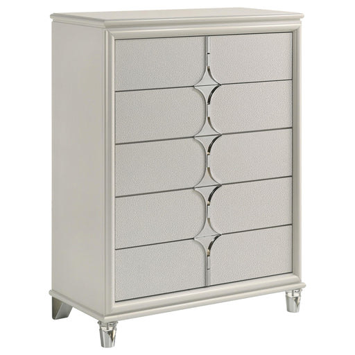 Olivia 5-drawer Bedroom Chest of Drawers Pearl White - alternate view