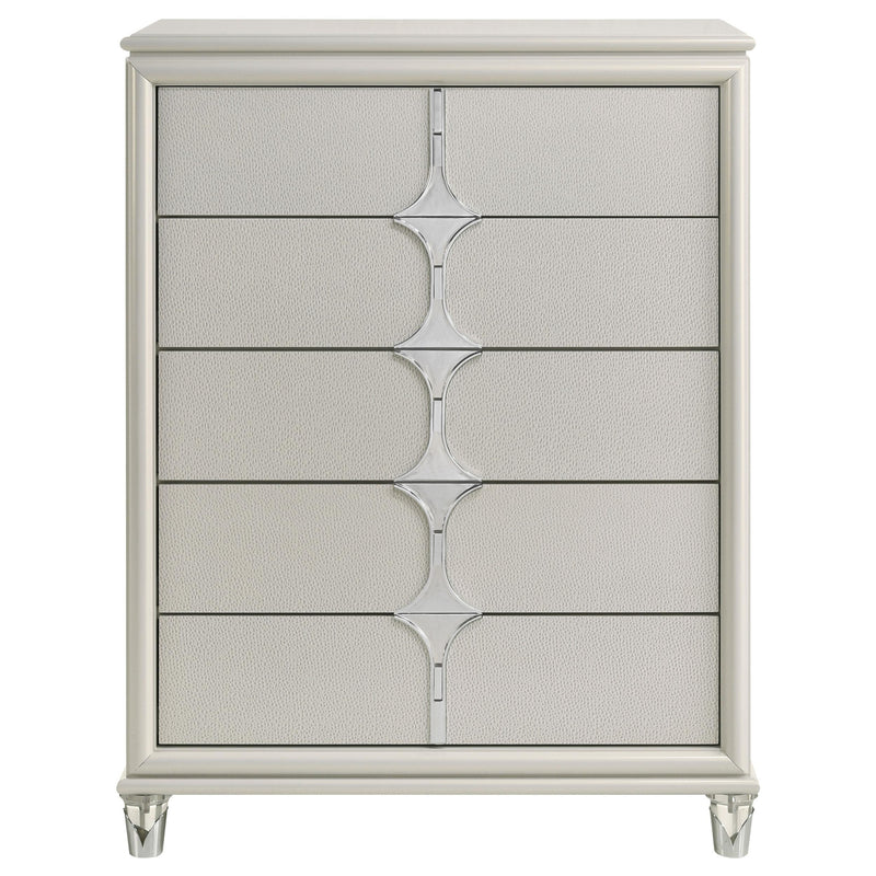 Olivia 5-drawer Bedroom Chest of Drawers Pearl White - detail 3