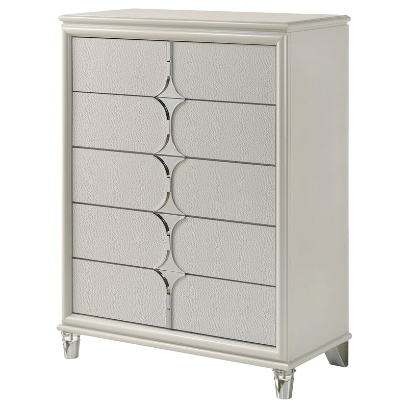 Olivia 5-drawer Bedroom Chest of Drawers Pearl White - detail 4