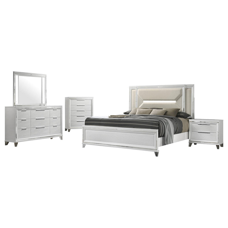 Marmore 5-piece Queen Bedroom Set White - alternate view