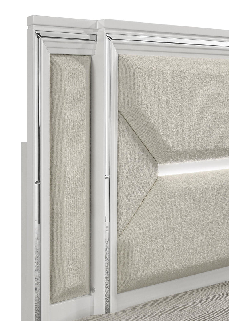 Marmore 64-inch Queen Panel Bed LED Headboard White - detail 5