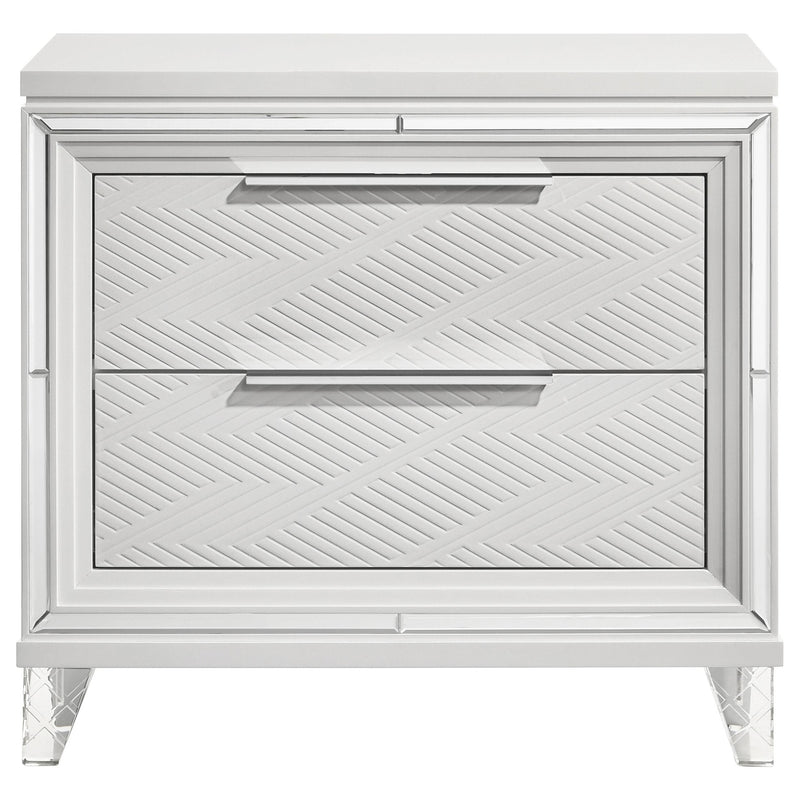 Marmore 2-drawer Nightstand Bedside Table White - detail 3