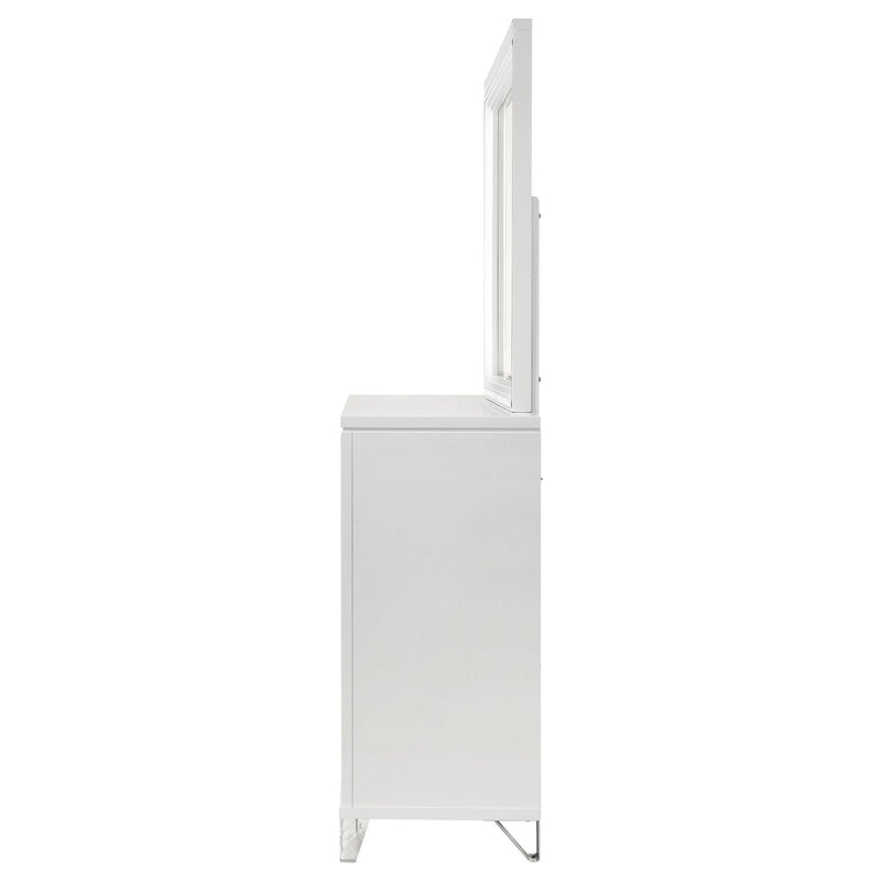 Marmore 9-drawer Dresser and LED Mirror White - detail 5