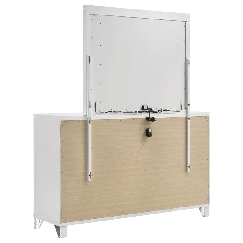 Marmore 9-drawer Dresser and LED Mirror White - detail 6
