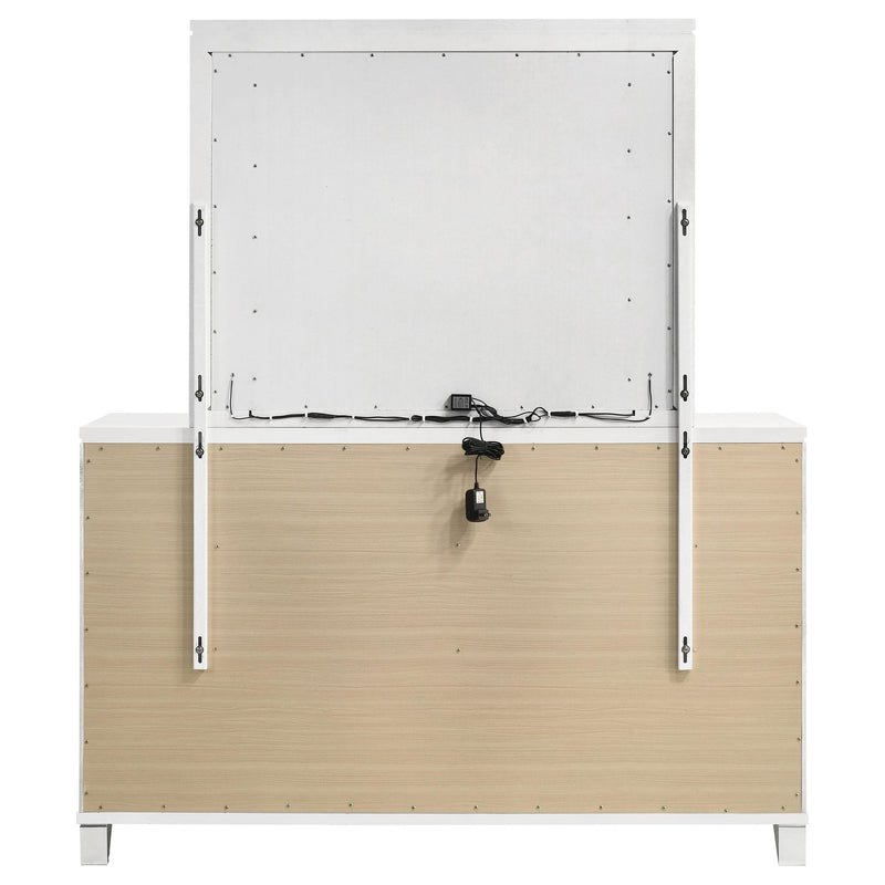 Marmore 9-drawer Dresser and LED Mirror White - detail 7