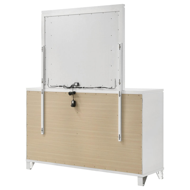 Marmore 9-drawer Dresser and LED Mirror White - detail 8