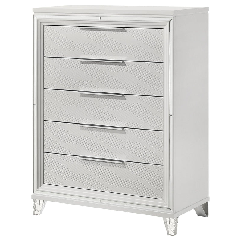 Marmore 5-drawer Bedroom Chest of Drawers White - detail 4