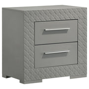 Ives 2-drawer Nightstand Bedside Table Grey High Gloss - alternate view