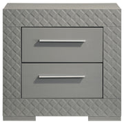 Ives 2-drawer Nightstand Bedside Table Grey High Gloss - detail 3