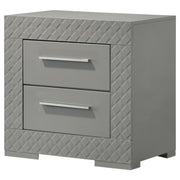 Ives 2-drawer Nightstand Bedside Table Grey High Gloss - detail 4