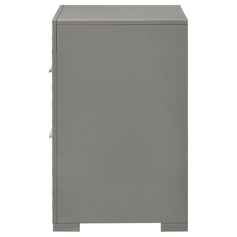 Ives 2-drawer Nightstand Bedside Table Grey High Gloss - detail 5