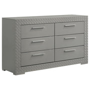 Ives 6-drawer Dresser Cabinet Grey High Gloss - alternate view