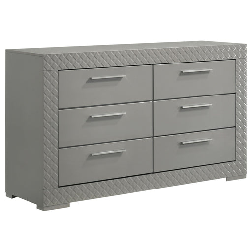 Ives 6-drawer Dresser Cabinet Grey High Gloss - alternate view