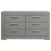 Ives 6-drawer Dresser Cabinet Grey High Gloss - detail 3