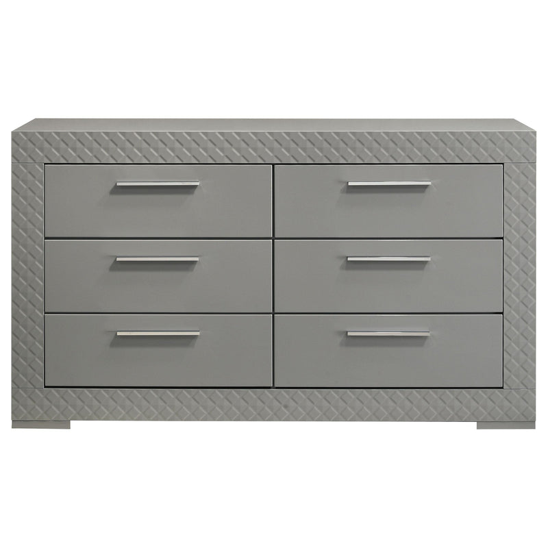 Ives 6-drawer Dresser Cabinet Grey High Gloss - detail 3