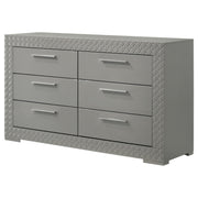 Ives 6-drawer Dresser Cabinet Grey High Gloss - detail 4