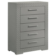 Ives 5-drawer Bedroom Chest of Drawers Grey High Gloss - alternate view