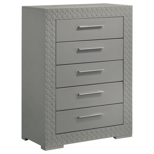 Ives 5-drawer Bedroom Chest of Drawers Grey High Gloss - alternate view