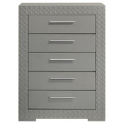 Ives 5-drawer Bedroom Chest of Drawers Grey High Gloss - detail 3