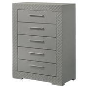 Ives 5-drawer Bedroom Chest of Drawers Grey High Gloss - detail 4