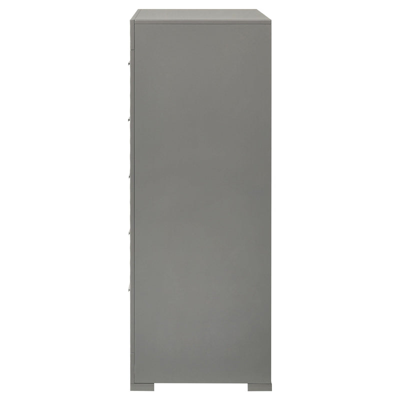 Ives 5-drawer Bedroom Chest of Drawers Grey High Gloss - detail 5