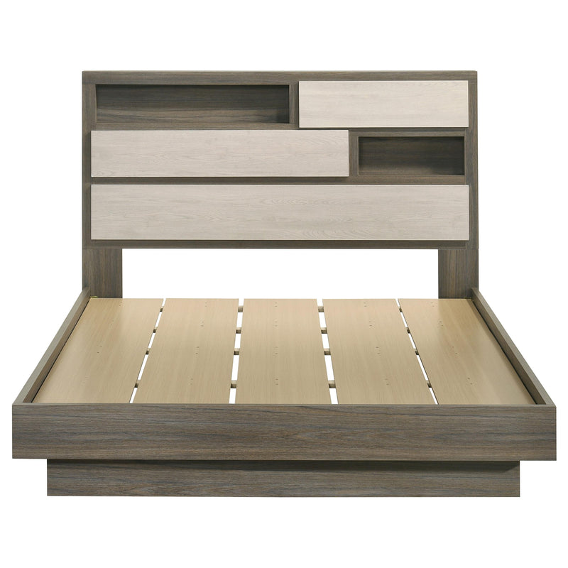 Fenwick Queen Bed Bookcase Headboard Grey Oak - detail 4