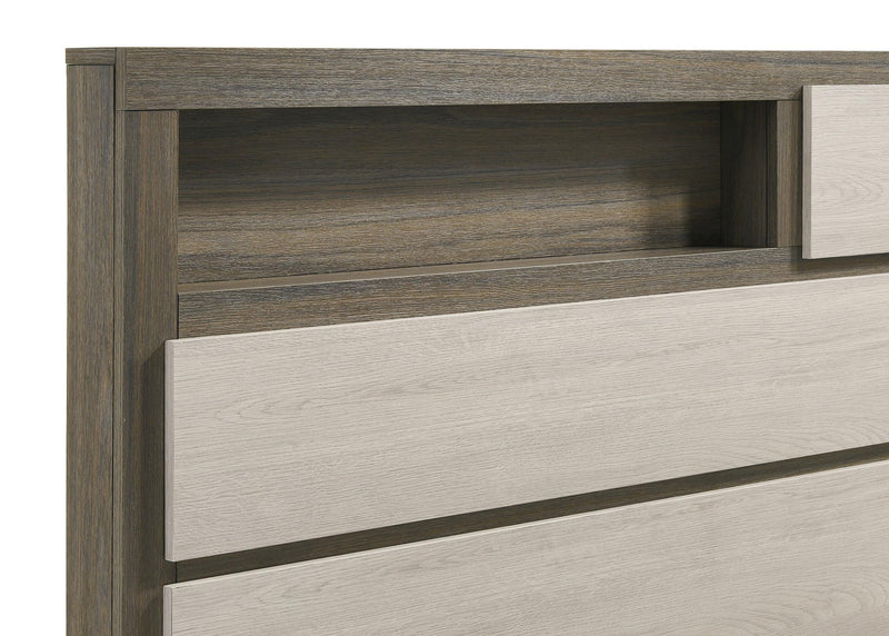 Fenwick Queen Bed Bookcase Headboard Grey Oak - detail 7