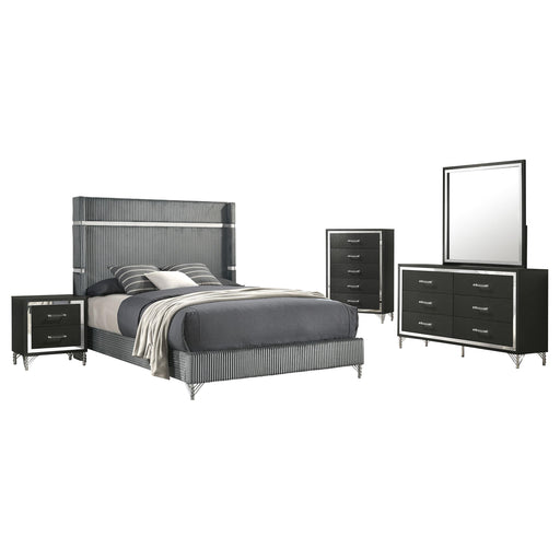 Lucia 5-piece Queen Bedroom Set Grey and Black - alternate view