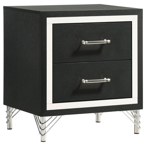 Lucia 2-drawer Nightstand Bedside Table Black - alternate view