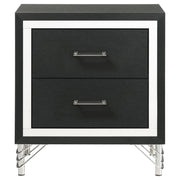 Lucia 2-drawer Nightstand Bedside Table Black - detail 3