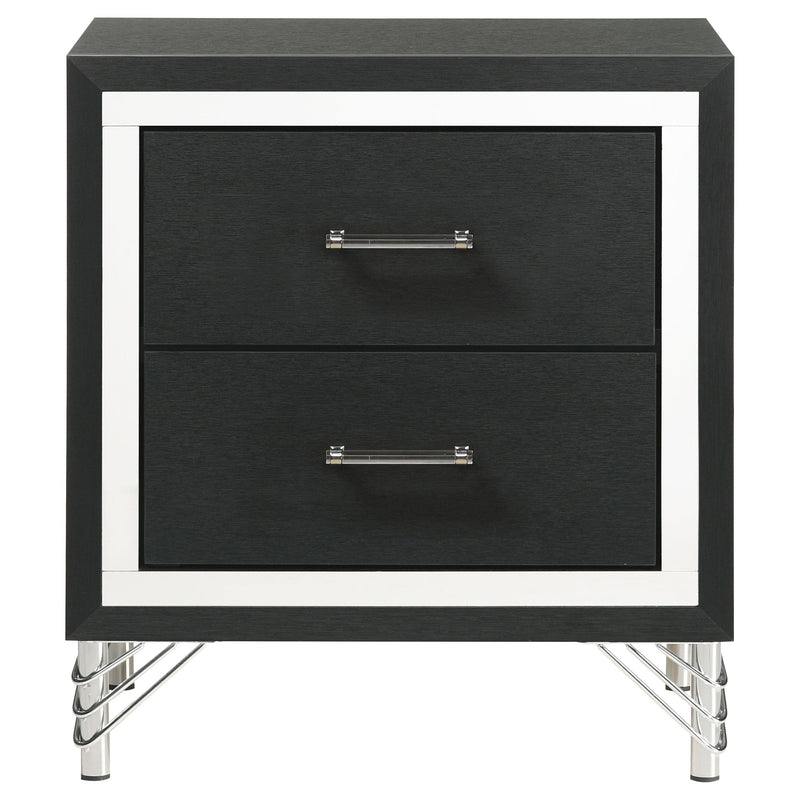 Lucia 2-drawer Nightstand Bedside Table Black - detail 3