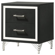 Lucia 2-drawer Nightstand Bedside Table Black - detail 4