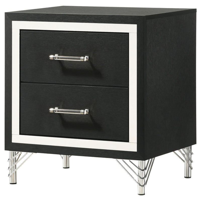Lucia 2-drawer Nightstand Bedside Table Black - detail 4