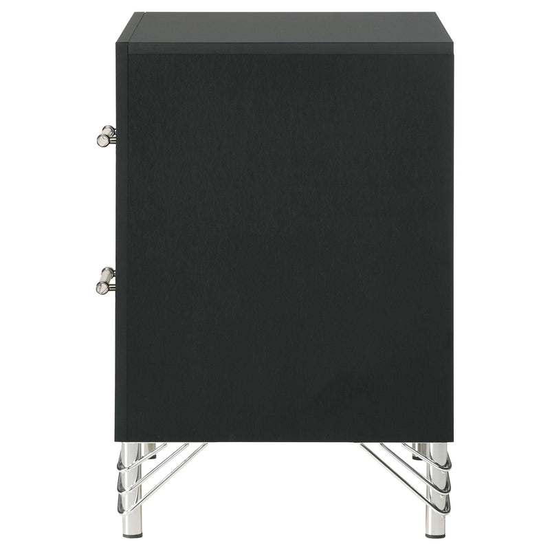 Lucia 2-drawer Nightstand Bedside Table Black - detail 5