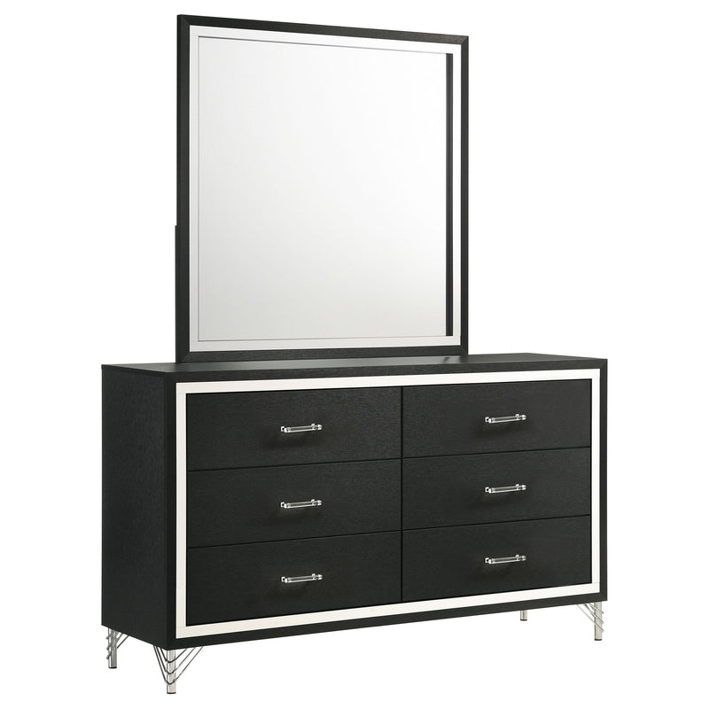 Lucia 6-drawer Dresser and Mirror Black - alternate view