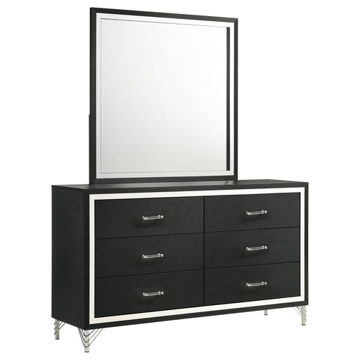 Lucia 6-drawer Dresser and Mirror Black - alternate view