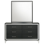 Lucia 6-drawer Dresser and Mirror Black - detail 3