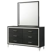 Lucia 6-drawer Dresser and Mirror Black - detail 4