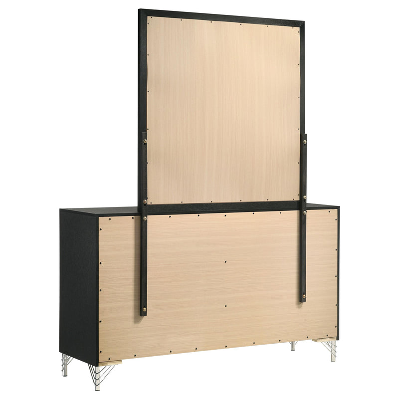 Lucia 6-drawer Dresser and Mirror Black - detail 6