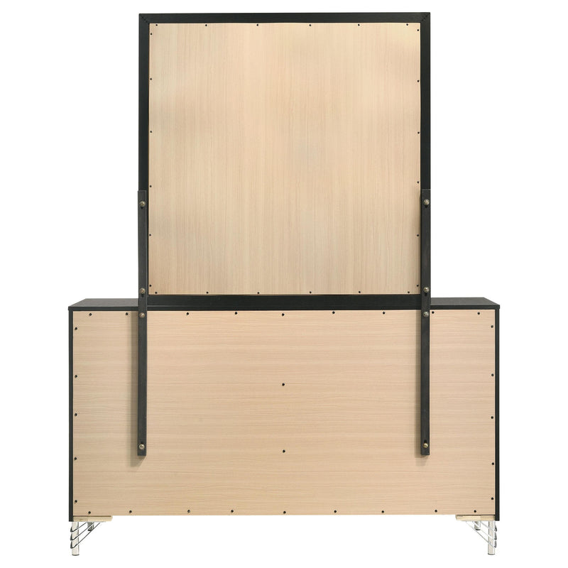 Lucia 6-drawer Dresser and Mirror Black - detail 7