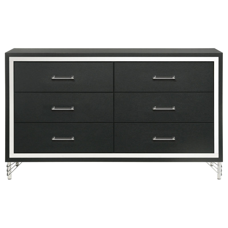 Lucia 6-drawer Dresser Cabinet Black - detail 3